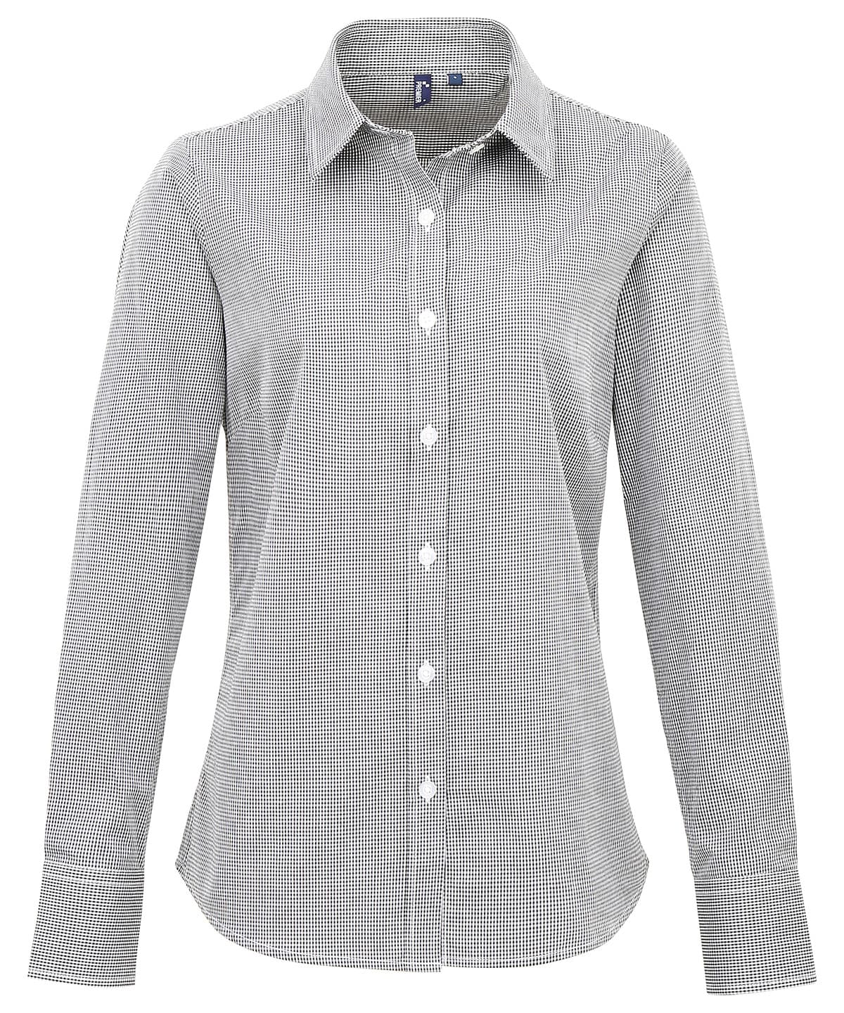 Women's Microcheck (gingham) Long Sleeve Cotton Shirt