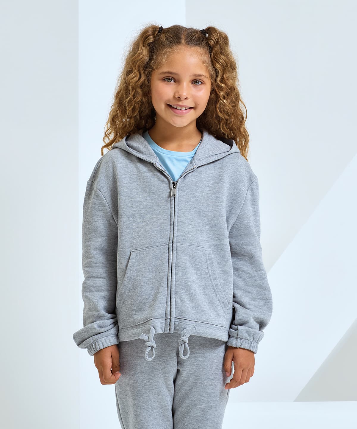 Kids TriDri Recycled cropped oversize full-zip hoodie product image