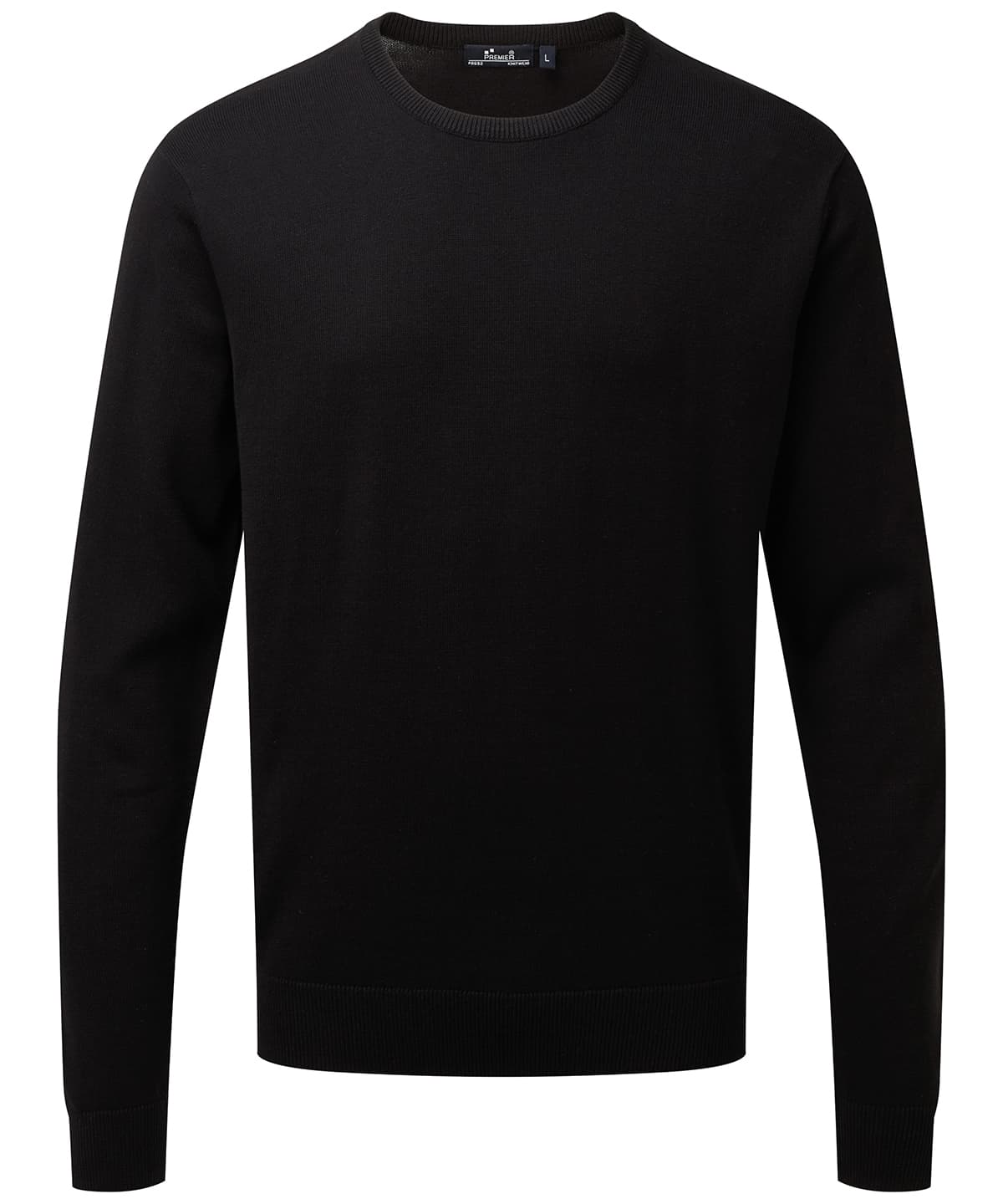 Crew Neck Cotton-Rich Knitted Sweater